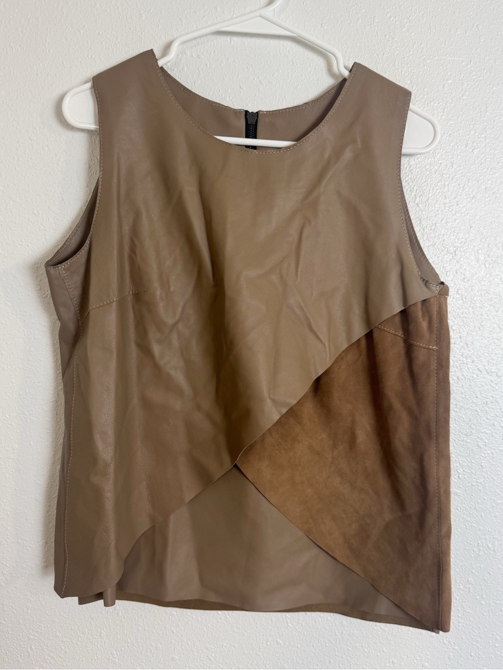 Porsche design fashion leather suede asymmetrical sleeveless top